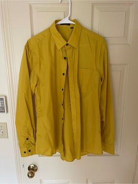 Men's Mustard Yellow Dress Shirt - Classic Button-Down